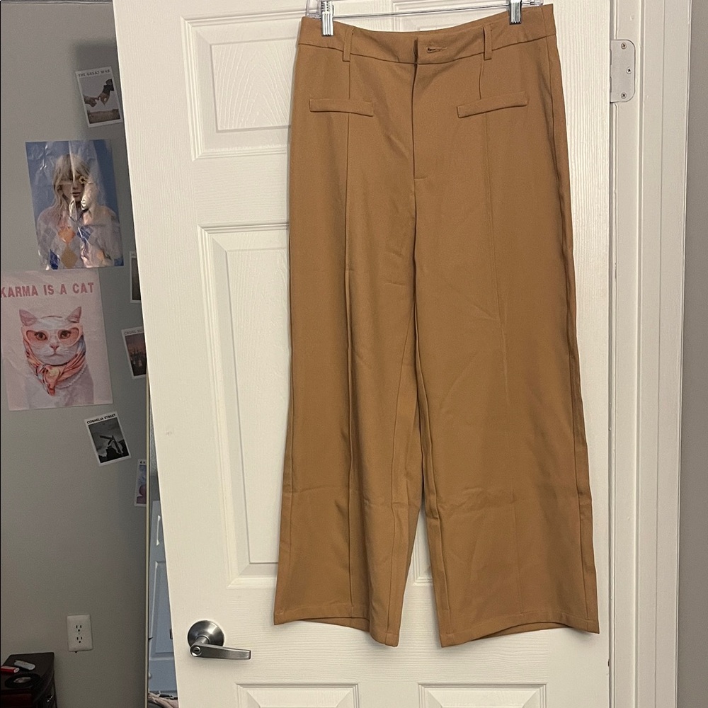 SHEIN Women's Wide Leg Tan Pants